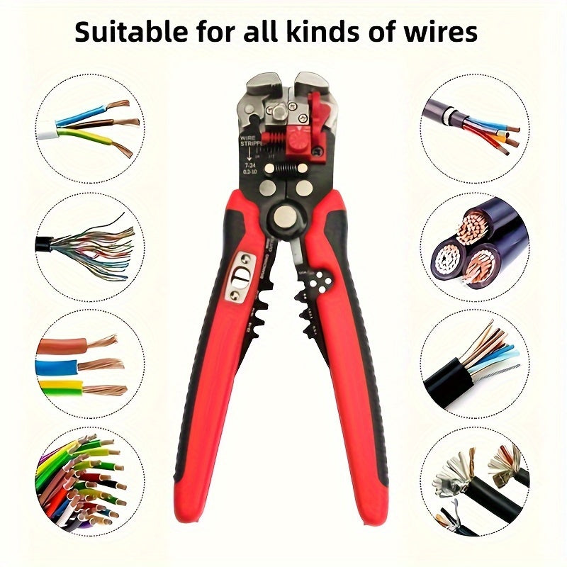 Professional Electrician's Automatic Wire Stripper - Multifunctional, 24-10AWG Range, Fast Wire Stripping And Cutting Tool For Home Remodeling, Construction, Appliance Repair, Industrial Machinery, Automotive And Marine Maint