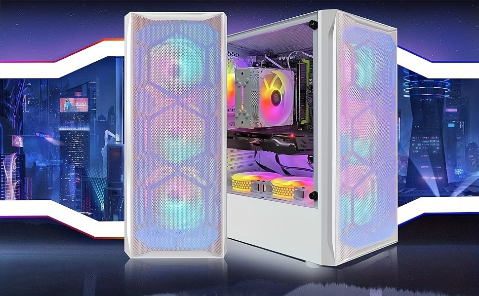 STGAubron Gaming Desktop PC, Core I7 3.4 GHz Up To 3.9 GHz, GTX 1660 Ti 6G GDDR6, 16G RAM, 512G SSD, WIFI, Wireless 5.0, RGB Fan X 6, RGB Keyboard & Mouse, RGB Mouse Pad, RGB Wireless Sound Bar, W10H64