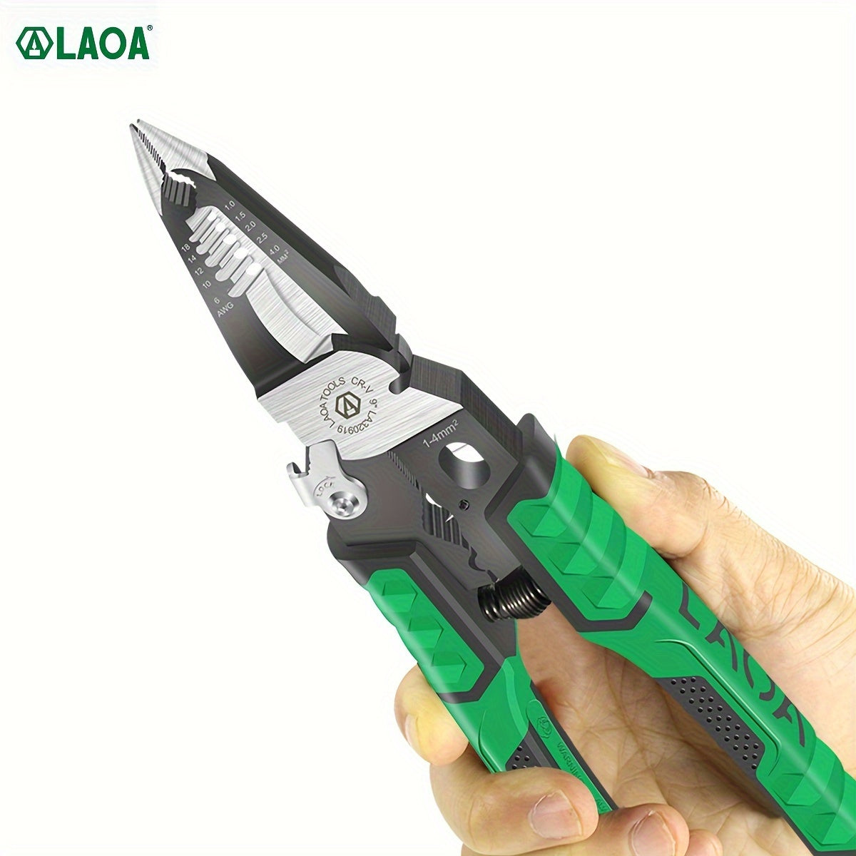 LAOA Needle Nose Pliers Electrician Pliers Wire Stripper Wire Stripper Tool, 9-in-1 Multifunctional for Clamping, Tightening Screws, Stripping Wires, Cutting Cables, Iron Wires with 1pc Spring