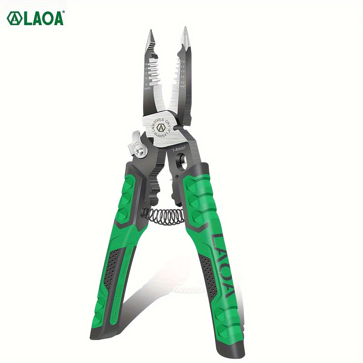 LAOA Needle Nose Pliers Electrician Pliers Wire Stripper Wire Stripper Tool, 9-in-1 Multifunctional for Clamping, Tightening Screws, Stripping Wires, Cutting Cables, Iron Wires with 1pc Spring