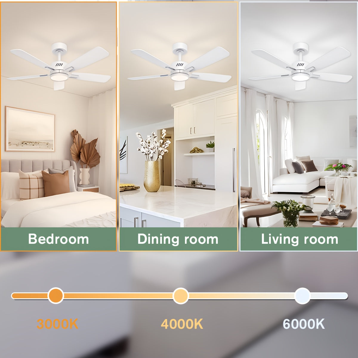 Ceiling Fans With Lights And Remote, 42 Inch Ceiling Fan With Adjustable Color Temperature, Dimmable 6-speeds Noiseless Revisible DC Motor For Bedroom, Kitchen, Living Room