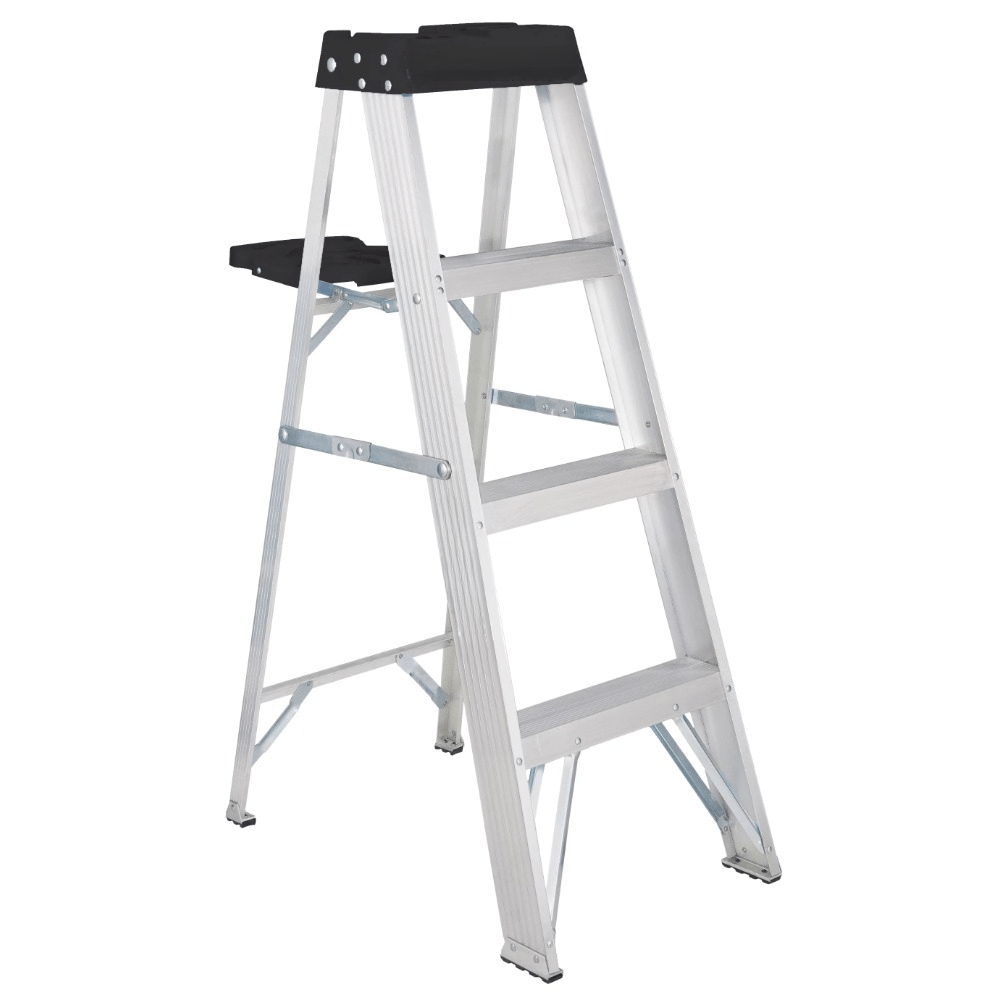 4' Aluminum Ladder, 250 lbs. Durable, Lightweight and Safe, Comes with a Molded Top, Includes a Recessed Tray to Hold All Your Tools