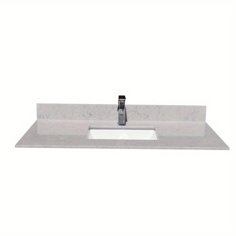 Montary 43 inches bathroom stone vanity top calacatta gray engineered marble color with undermount ceramic sink and single faucet hole with backsplash