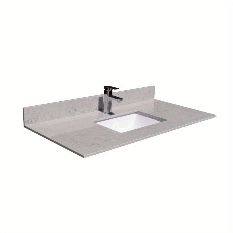 Montary 43 inches bathroom stone vanity top calacatta gray engineered marble color with undermount ceramic sink and single faucet hole with backsplash