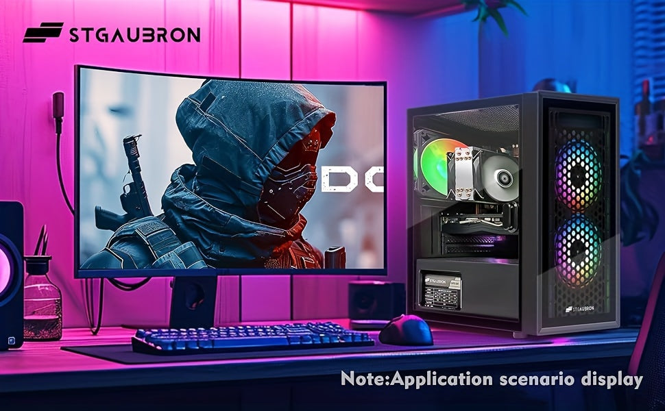 High-Performance Gaming PC with Intel i7 Xeon E5, RX 580 Graphics, 16GB RAM, and RGB Lighting