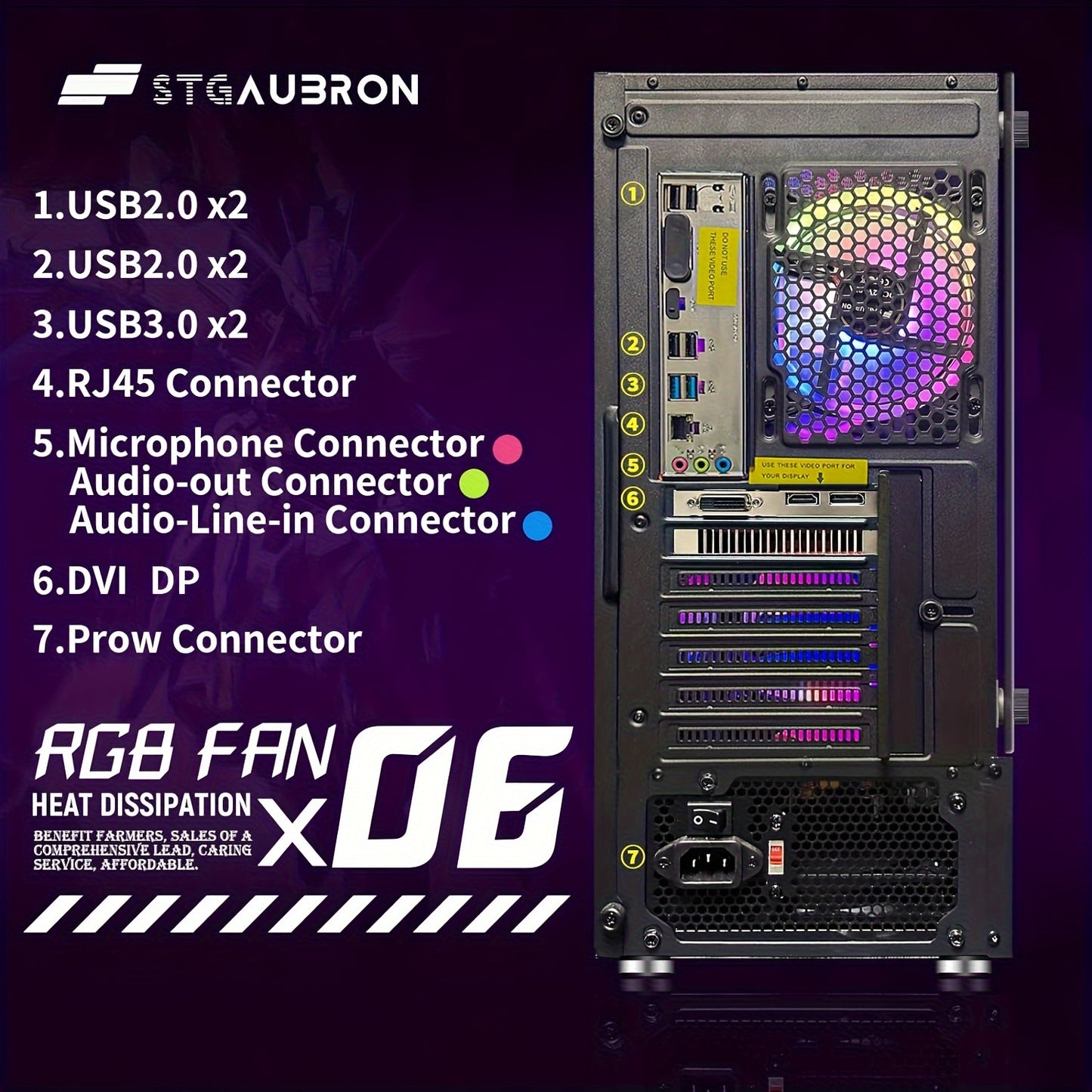 STGAubron Gaming Desktop, Core i7 3.4G up to 3.9G, GeForce GTX 1660 Super 6G GDDR6, 32G RAM, 1T SSD, WiFi, Wireless 5.0, RGB Fan x 6, RGB Keyboard&Mouse&Mouse Pad, RGB Wireless Sound Bar & Gaming Mic, W10H64