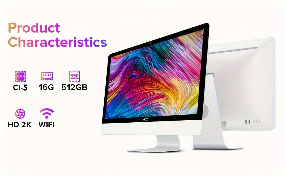 STGSivir All-in-One Desktop, 22" FHD Display, Core I5 2.0G Up To 3.0G, 16G, 512G SSD, WiFi, Wirless 5.0, RGB Keyboard & Mouse & Mouse Pad, Webcam, W10H64