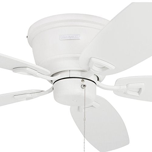 Honeywell Ceiling Fans Glen Alden, 52 Inch Classic Flush Mount Indoor LED Ceiling Fan with Light, Pull Chain, Quick-2-Hang Dual Finish Blades, Reversible Motor - 50183 (Oil Rubbed Bronze)