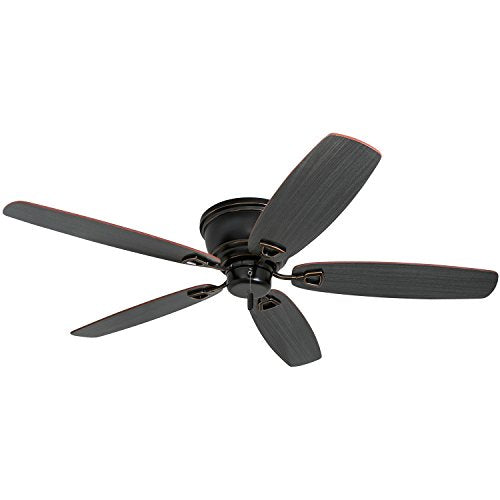 Honeywell Ceiling Fans Glen Alden, 52 Inch Classic Flush Mount Indoor LED Ceiling Fan with Light, Pull Chain, Quick-2-Hang Dual Finish Blades, Reversible Motor - 50183 (Oil Rubbed Bronze)