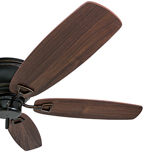 Honeywell Ceiling Fans Glen Alden, 52 Inch Classic Flush Mount Indoor LED Ceiling Fan with Light, Pull Chain, Quick-2-Hang Dual Finish Blades, Reversible Motor - 50183 (Oil Rubbed Bronze)