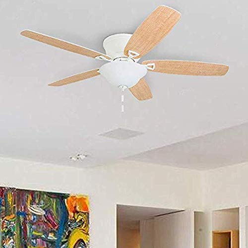 Honeywell Ceiling Fans Glen Alden, 52 Inch Classic Flush Mount Indoor LED Ceiling Fan with Light, Pull Chain, Quick-2-Hang Dual Finish Blades, Reversible Motor - 50183 (Oil Rubbed Bronze)