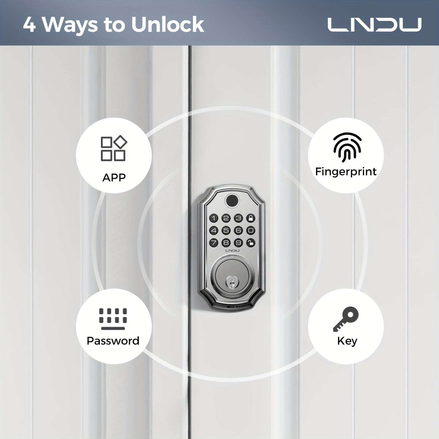 D280 Smart 5-in-1 Fingerprint Door Lock with App Connectivity, Biometric Storage, 100 Passwords, Temporary Sharing