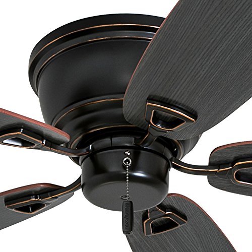 Honeywell Ceiling Fans Glen Alden, 52 Inch Classic Flush Mount Indoor LED Ceiling Fan with Light, Pull Chain, Quick-2-Hang Dual Finish Blades, Reversible Motor - 50183 (Oil Rubbed Bronze)