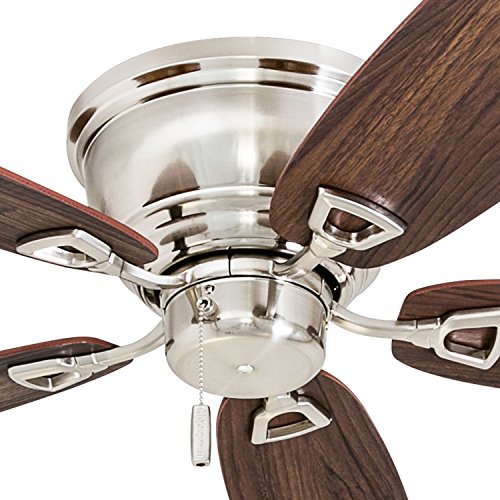 Honeywell Ceiling Fans Glen Alden, 52 Inch Classic Flush Mount Indoor LED Ceiling Fan with Light, Pull Chain, Quick-2-Hang Dual Finish Blades, Reversible Motor - 50183 (Oil Rubbed Bronze)