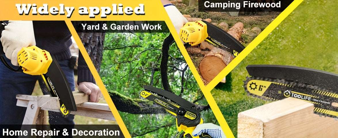 Mini Chainsaw Cordless 6 inch, Handheld Electric Chain Saw Battery Powered for Trees Trimming Cutting, Mens Husband Dad Gifts for Father's Day, Gardeners Women, Anniversary Birthday Gift over 50