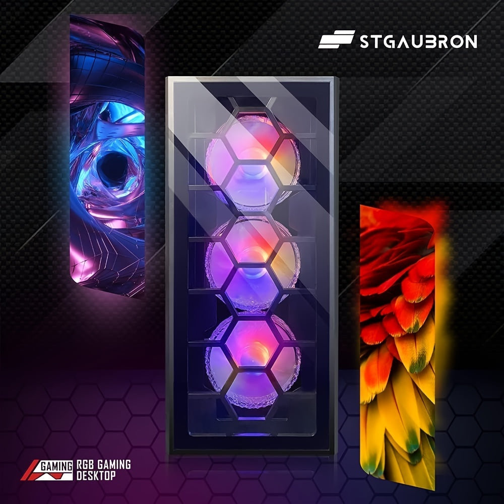 STGAubron Gaming Desktop PC, Core I7 3.4G Up To 3.9G, GeForce RTX 2060 Super 8G GDDR6, 32G, 1TB SSD, WiFi, Wireless 5.0, RGB Keybaord, RGB Mouse Pad, RGB Wireless Sound Bar, RGB Wireless Headset Mic, W10H64