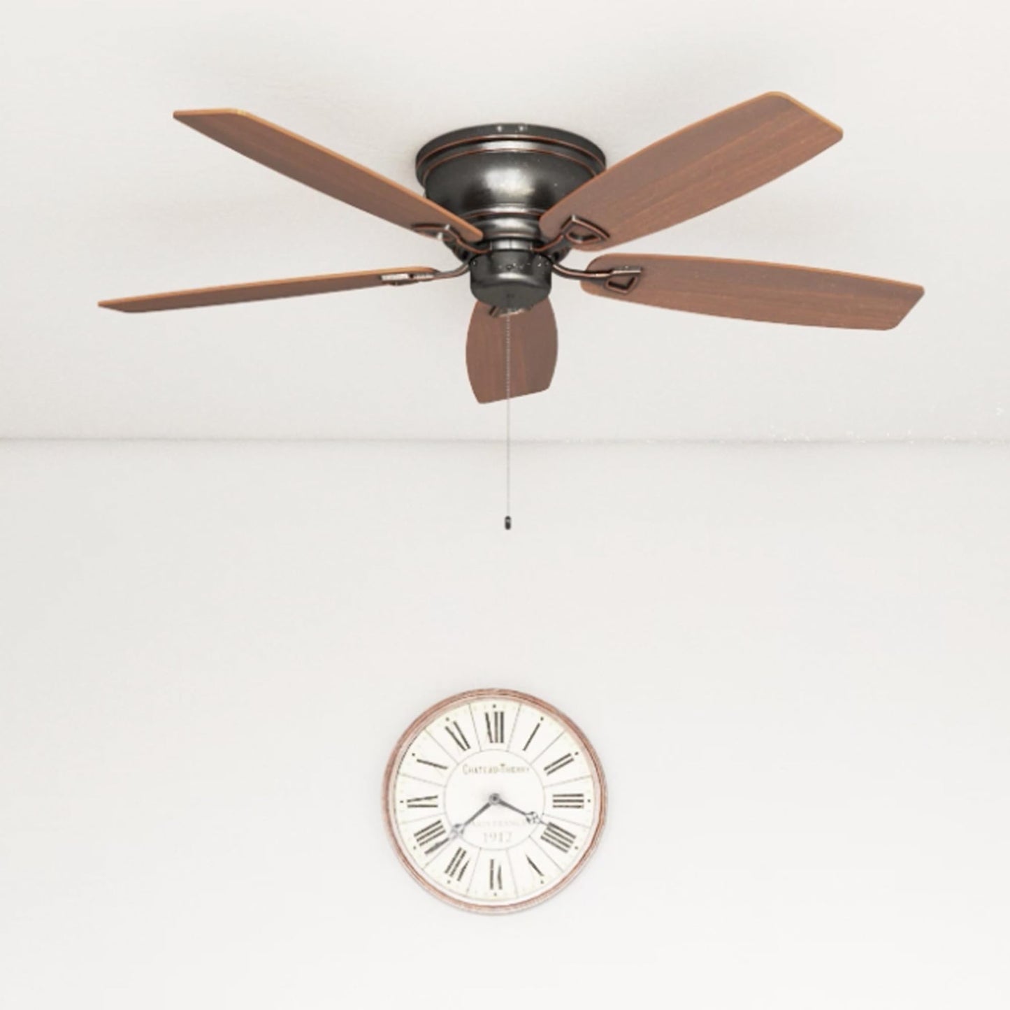 Honeywell Ceiling Fans Glen Alden, 52 Inch Classic Flush Mount Indoor LED Ceiling Fan with Light, Pull Chain, Quick-2-Hang Dual Finish Blades, Reversible Motor - 50183 (Oil Rubbed Bronze)