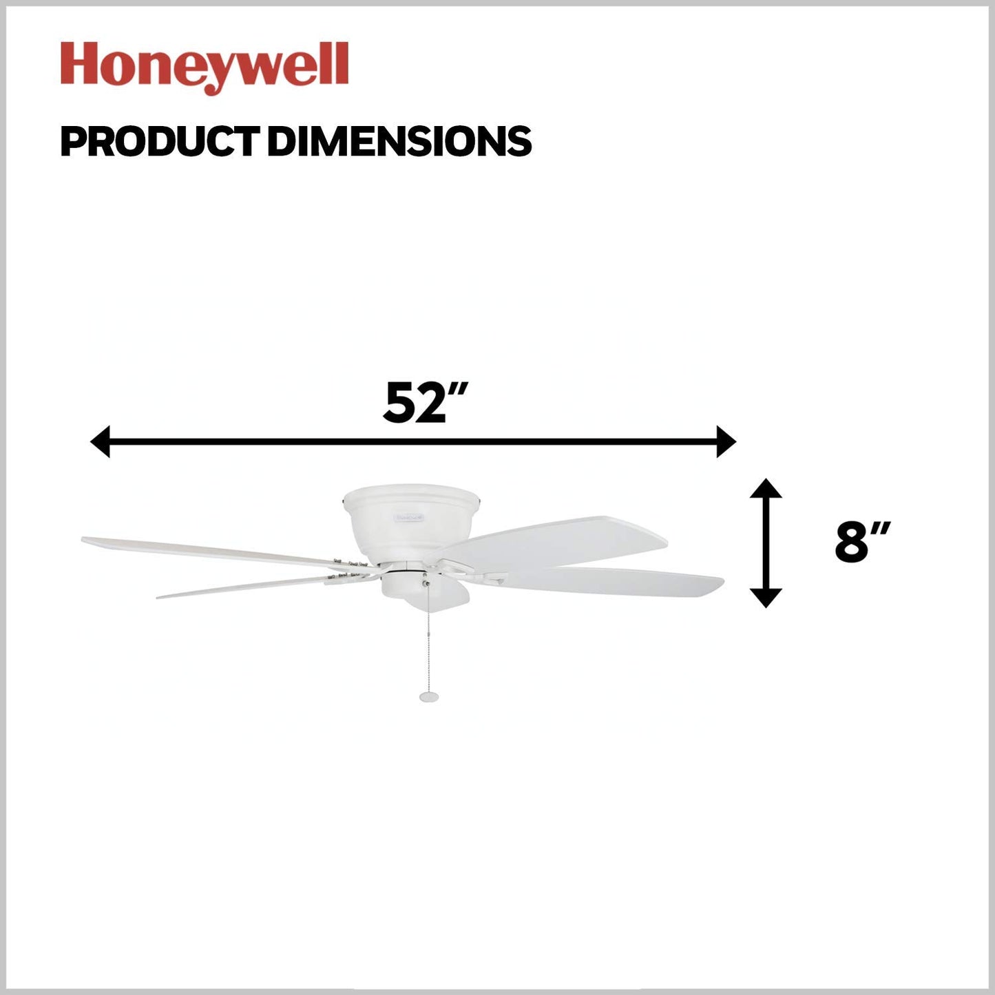 Honeywell Ceiling Fans Glen Alden, 52 Inch Classic Flush Mount Indoor LED Ceiling Fan with Light, Pull Chain, Quick-2-Hang Dual Finish Blades, Reversible Motor - 50183 (Oil Rubbed Bronze)