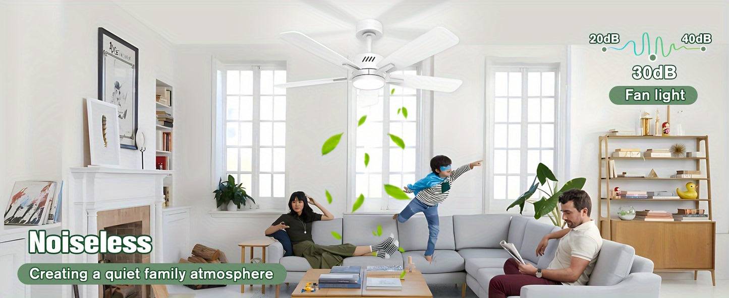 Ceiling Fans With Lights And Remote, 42 Inch Ceiling Fan With Adjustable Color Temperature, Dimmable 6-speeds Noiseless Revisible DC Motor For Bedroom, Kitchen, Living Room