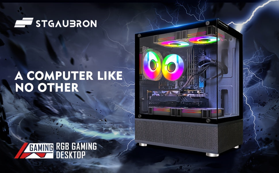 STGAubron Gaming Desktop PC, Intel Core I7 3.4G Up To 3.9G, 32G RAM, 1T SSD, Radeon RX 580 16G GDDR5, 600M WiFi, Wireless 5.0, RGB Fan X 5, RGB Keyboard&Mouse, RGB Mouse Pad, RGB Wireless Sound Bar, W10H64