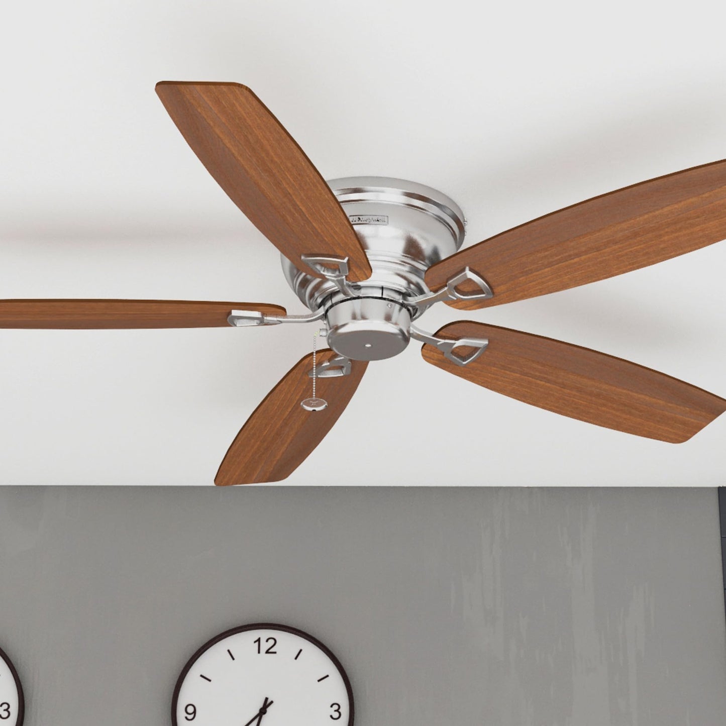 Honeywell Ceiling Fans Glen Alden, 52 Inch Classic Flush Mount Indoor LED Ceiling Fan with Light, Pull Chain, Quick-2-Hang Dual Finish Blades, Reversible Motor - 50183 (Oil Rubbed Bronze)