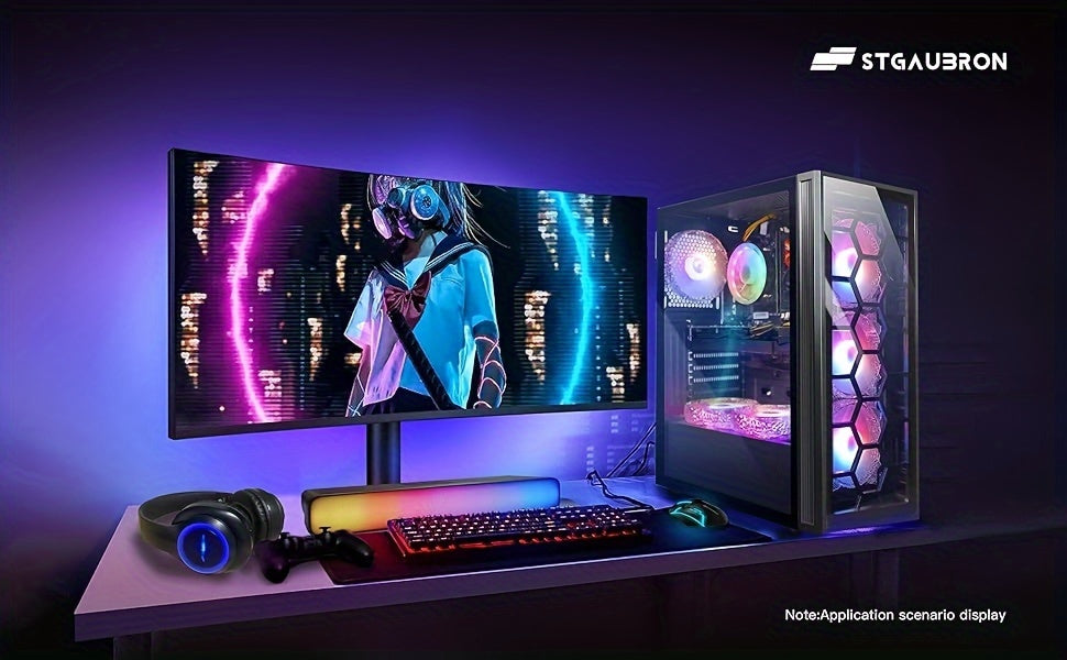 STGAubron Gaming Desktop PC, Core I7 3.4G Up To 3.9G, GeForce RTX 2060 Super 8G GDDR6, 32G, 1TB SSD, WiFi, Wireless 5.0, RGB Keybaord, RGB Mouse Pad, RGB Wireless Sound Bar, RGB Wireless Headset Mic, W10H64