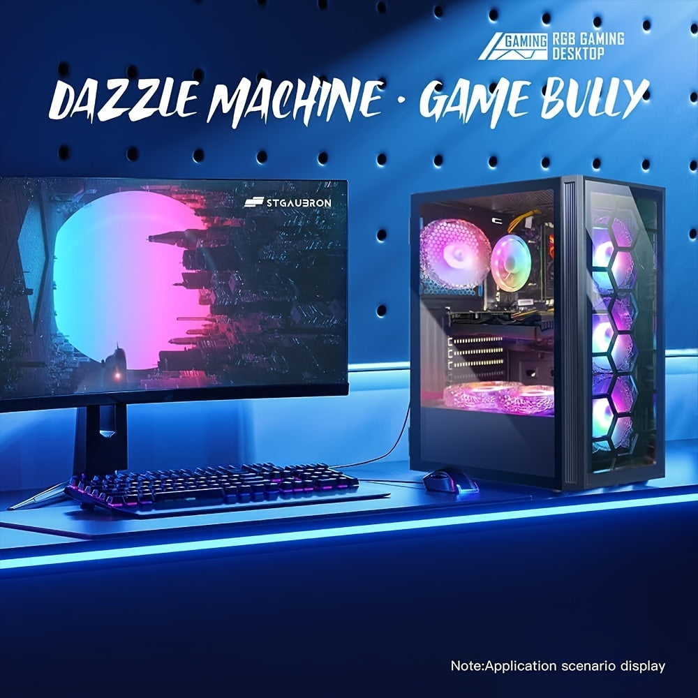 STGAubron Gaming Desktop PC, Core I7 3.4G Up To 3.9G, GeForce RTX 2060 Super 8G GDDR6, 32G, 1TB SSD, WiFi, Wireless 5.0, RGB Keybaord, RGB Mouse Pad, RGB Wireless Sound Bar, RGB Wireless Headset Mic, W10H64