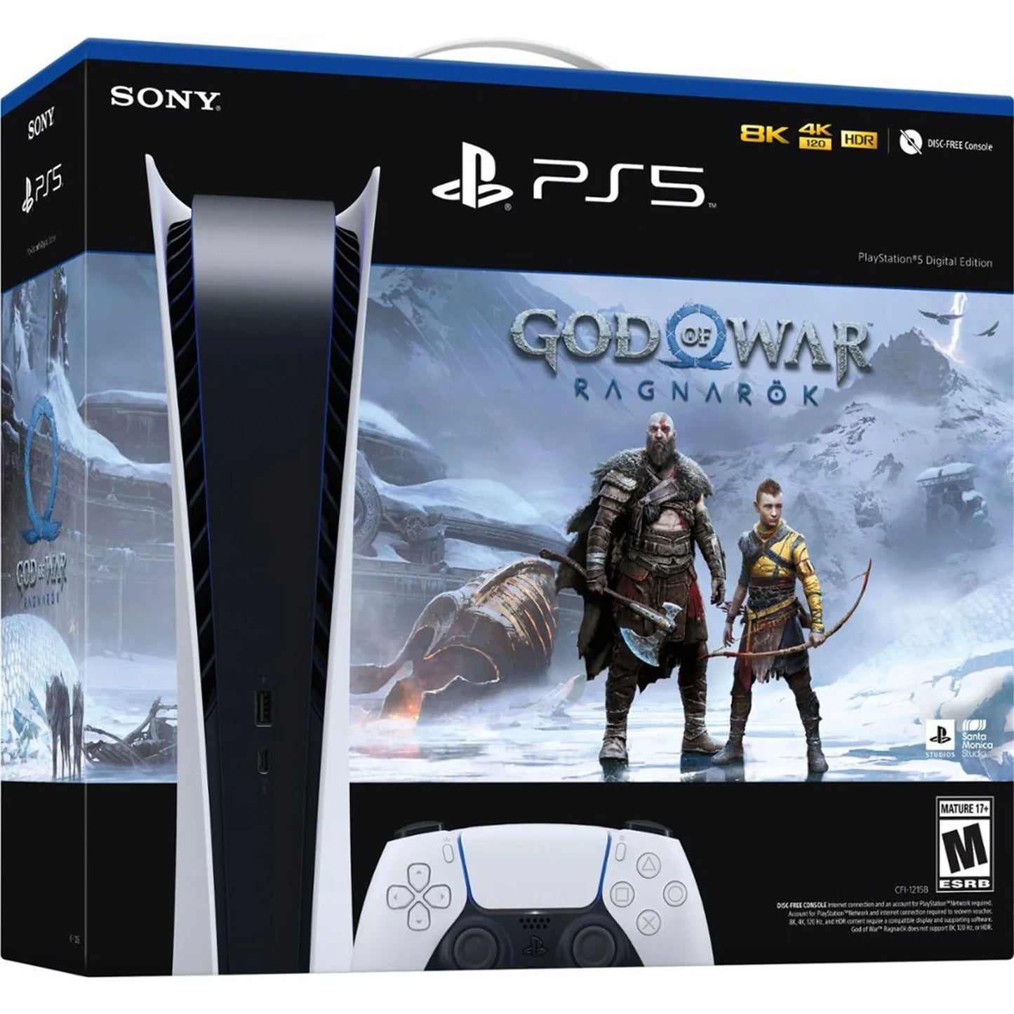 Sony PS5, PlayStation 5 Console Digital Edition God of War Ragnarök Bundle, Games Download Included Ultra High Speed PS 5