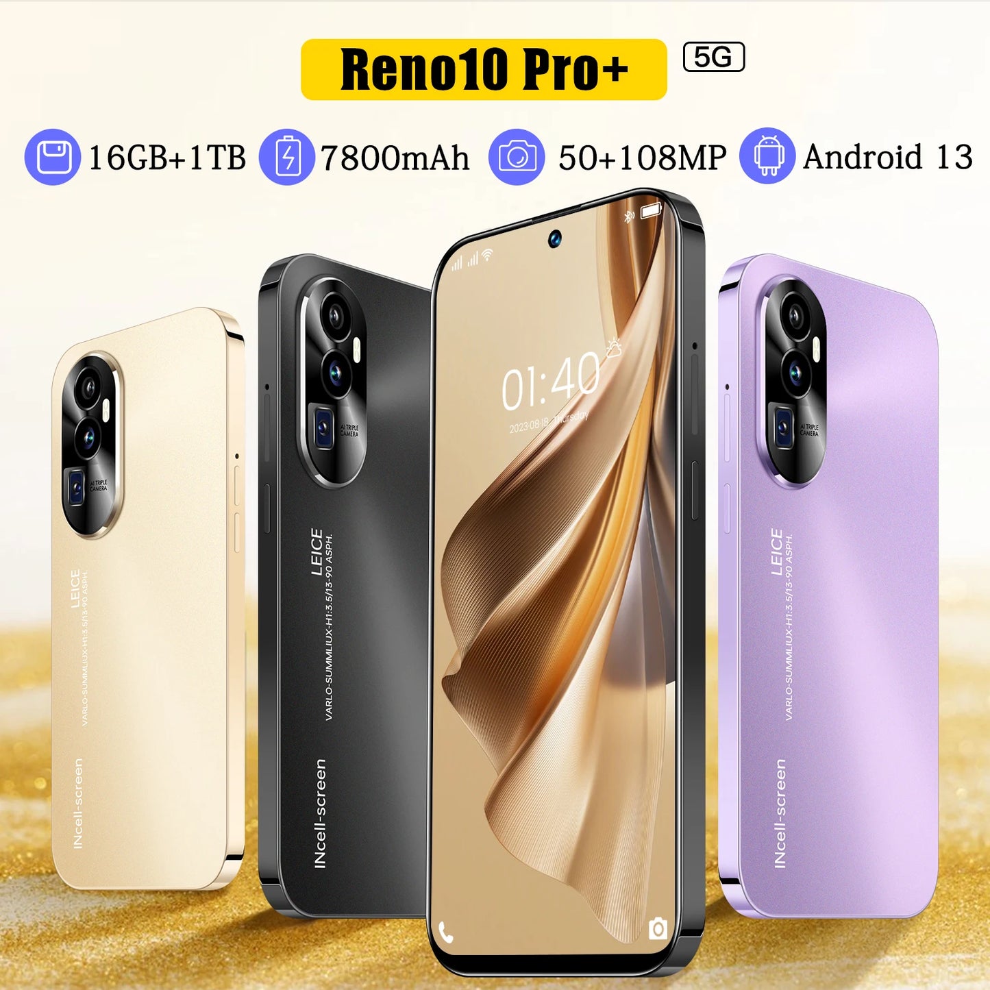 2025 Reno10 Pro+ Smartphone 7.3inch Full Screen 4G/5G Cell Phone 16TB+1TB 7800mAh Mobile Phones 108MP Global Version Celulares