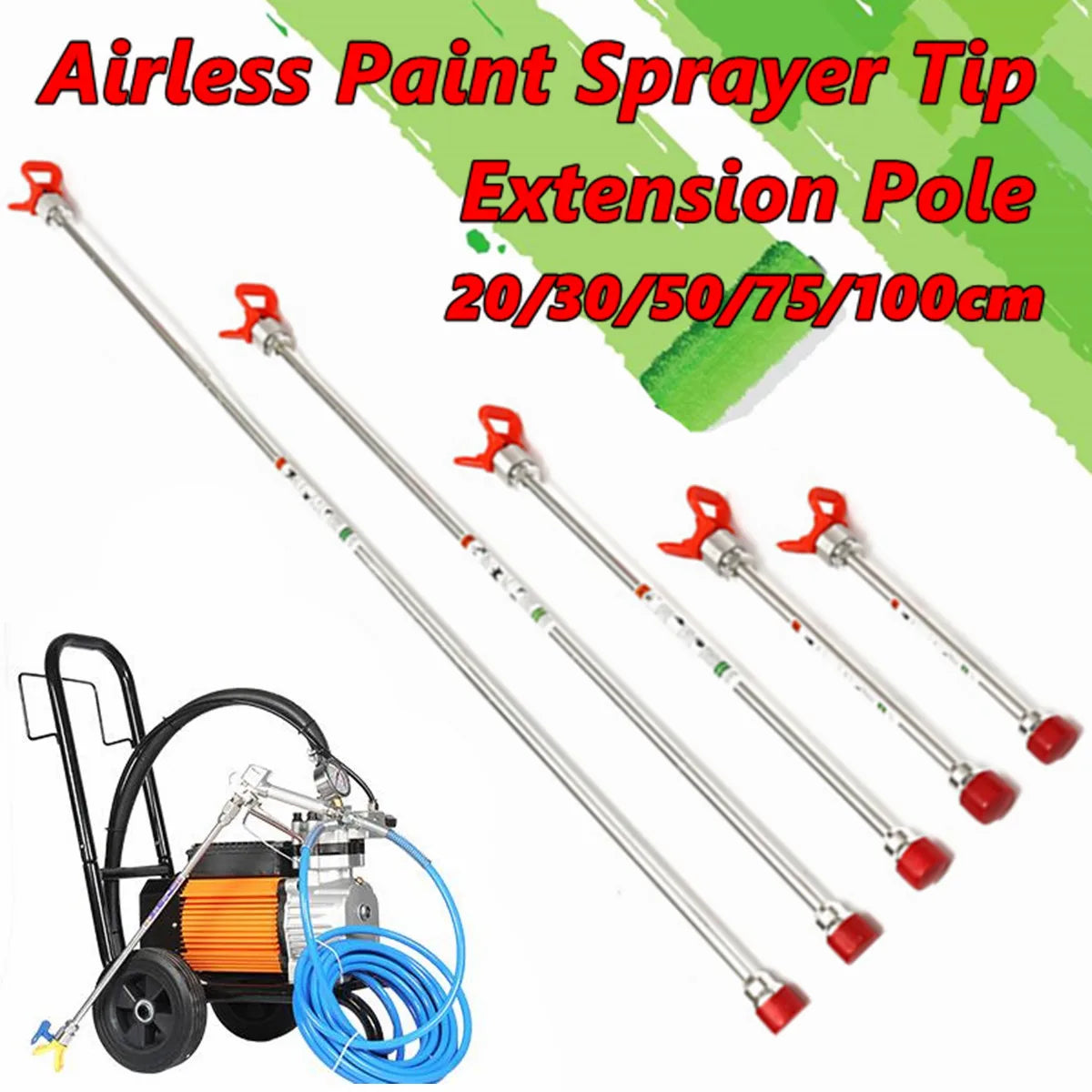 Airless Paint Sprayer Tip Extension Pole Spray Guns Fits For Titan Wagner 20cm/30cm/50cm/75cm/100cm Spray Guns Nozzle Tool Parts