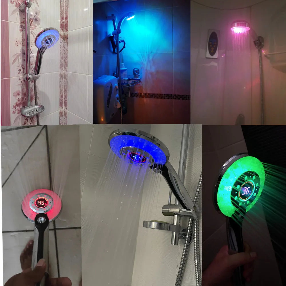 LED Shower Head Digital Temperature Control 3 Spraying Mode Shower Sprayer Water Saving Shower Filter with LED Light Shower Save