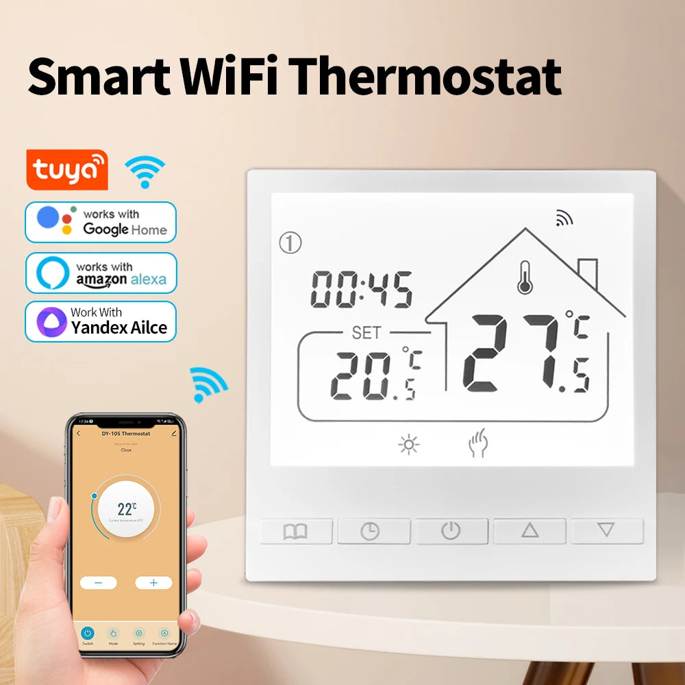 Tuya WiFi Smart Thermostat Temperature Controller for Electric Floor Heating Water/Gas Boiler Temperature  Google Home Alexa