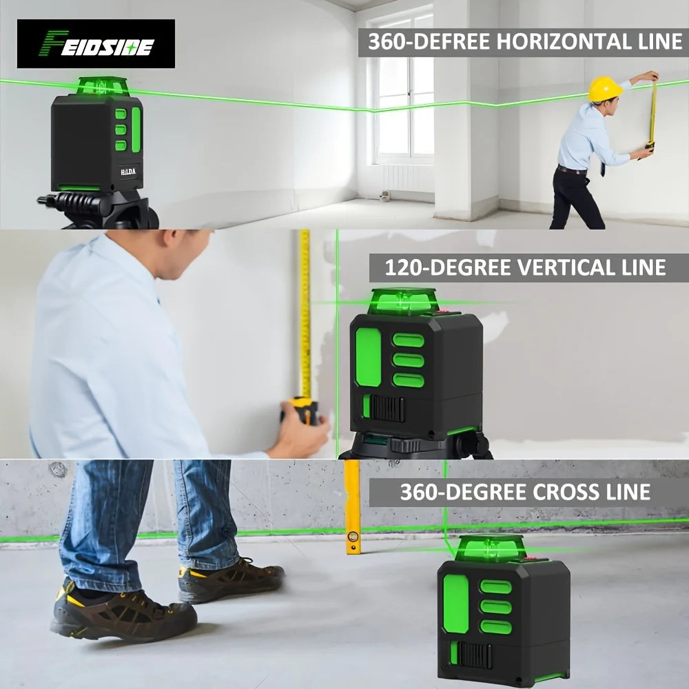 HILDA 5-Line Laser Level Cross Green Level Horizontal and Vertical Laser Measurement Tool with Bag And Bracket