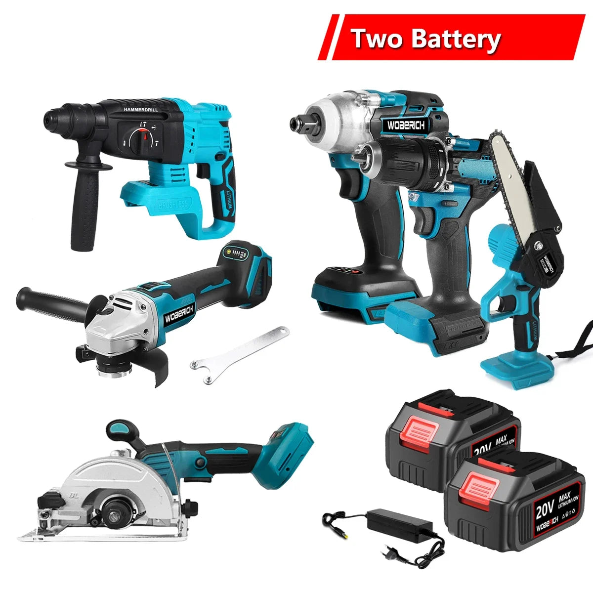 Brushless Electric Cordless Impact Drill Angle Grinder Electric circular saw With 2x Battery Combo Kits Power Tools Sets