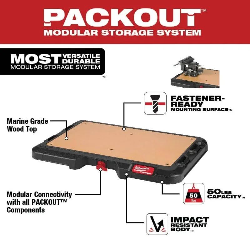 Milwaukee 48-22-8488 PACKOUT Customizable Durable Workbench Installation Surface Flat Workbench Tool Board