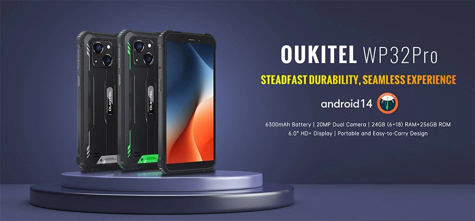 Oukitel WP32 pro Rugged Smartphone Global Version 6" HD 6GB+256GB 6300mAh Octa Core Mobile phone 20MP Cellphone