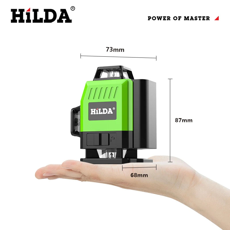 HILDA 16/12 Lines Laser Level Green Line SelfLeveling 360 Horizontal And Vertical Super Powerful Laser Level Green Beam