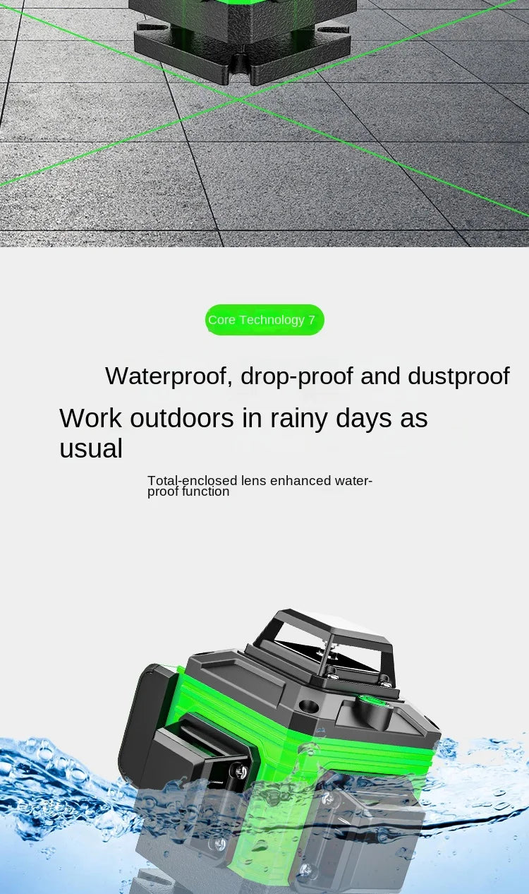 New 4D 8/12/16 Lines Laser Level with Green Line Self-Leveling Horizontal and Vertical Super Powerful for Accurate Measurement