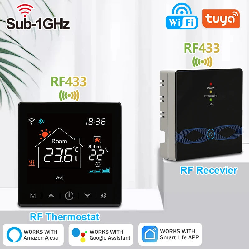 Tuya Smart Home Wifi Boiler Thermostat Wireless 433MHZ Water Boiler Heating Digital Thermoregulator Smart Life Alexa Google Home