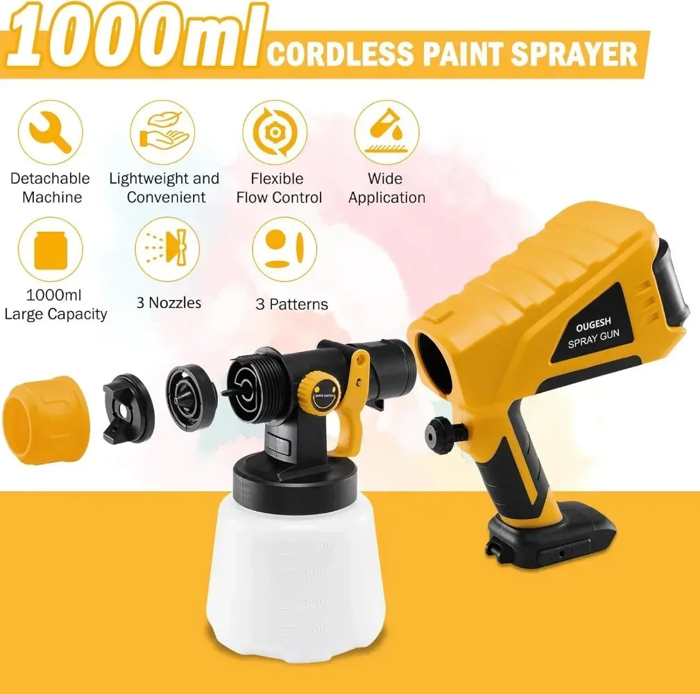 Cordless Paint Sprayer for Dewalt 20V MAX Battery Airless Electric HVLP Spray Paint Gun Tools (No Battery)