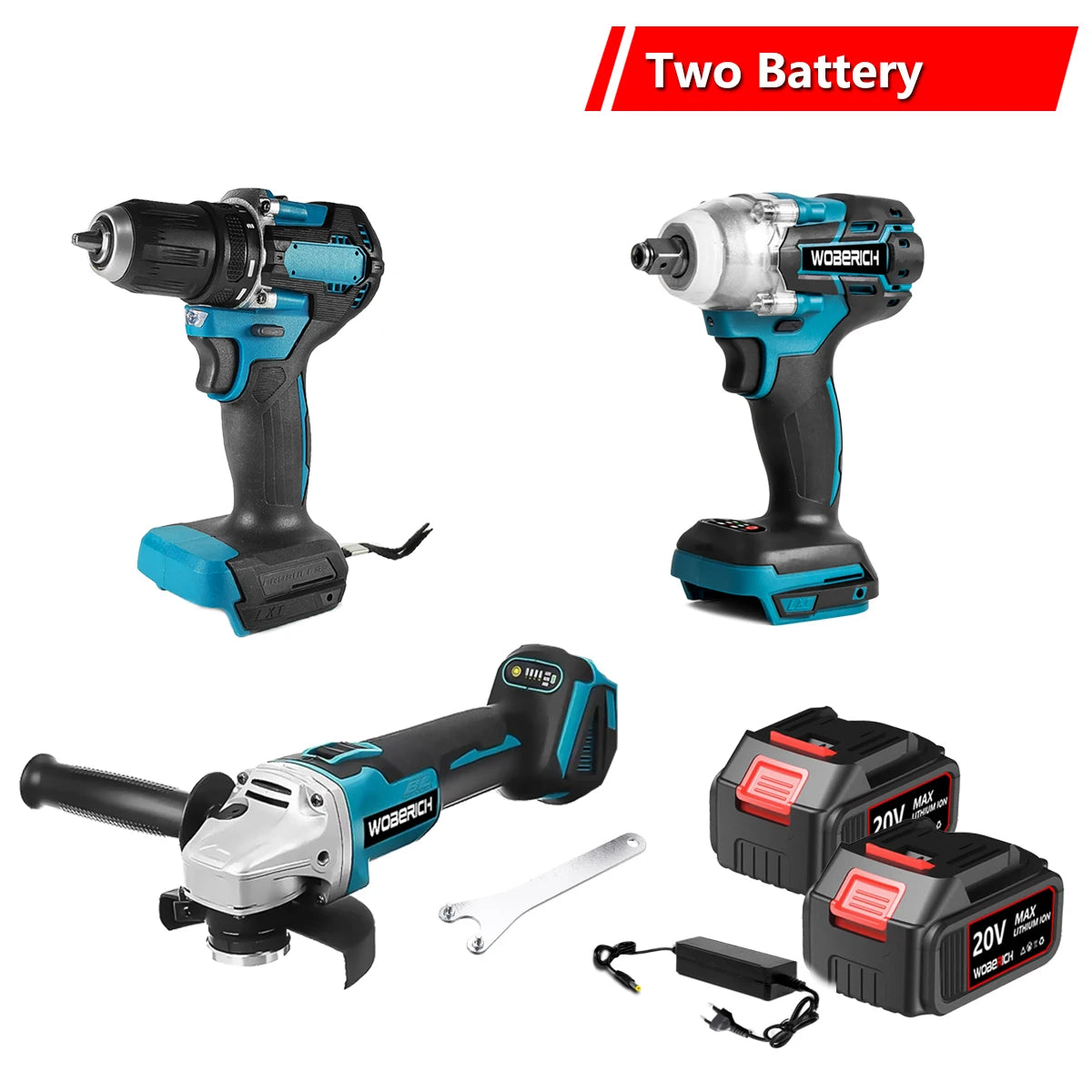 Combo Kits Power Tools Sets Brushless Electric Cordless Impact Drill Angle Grinder Electric circular saw With 2x Battery