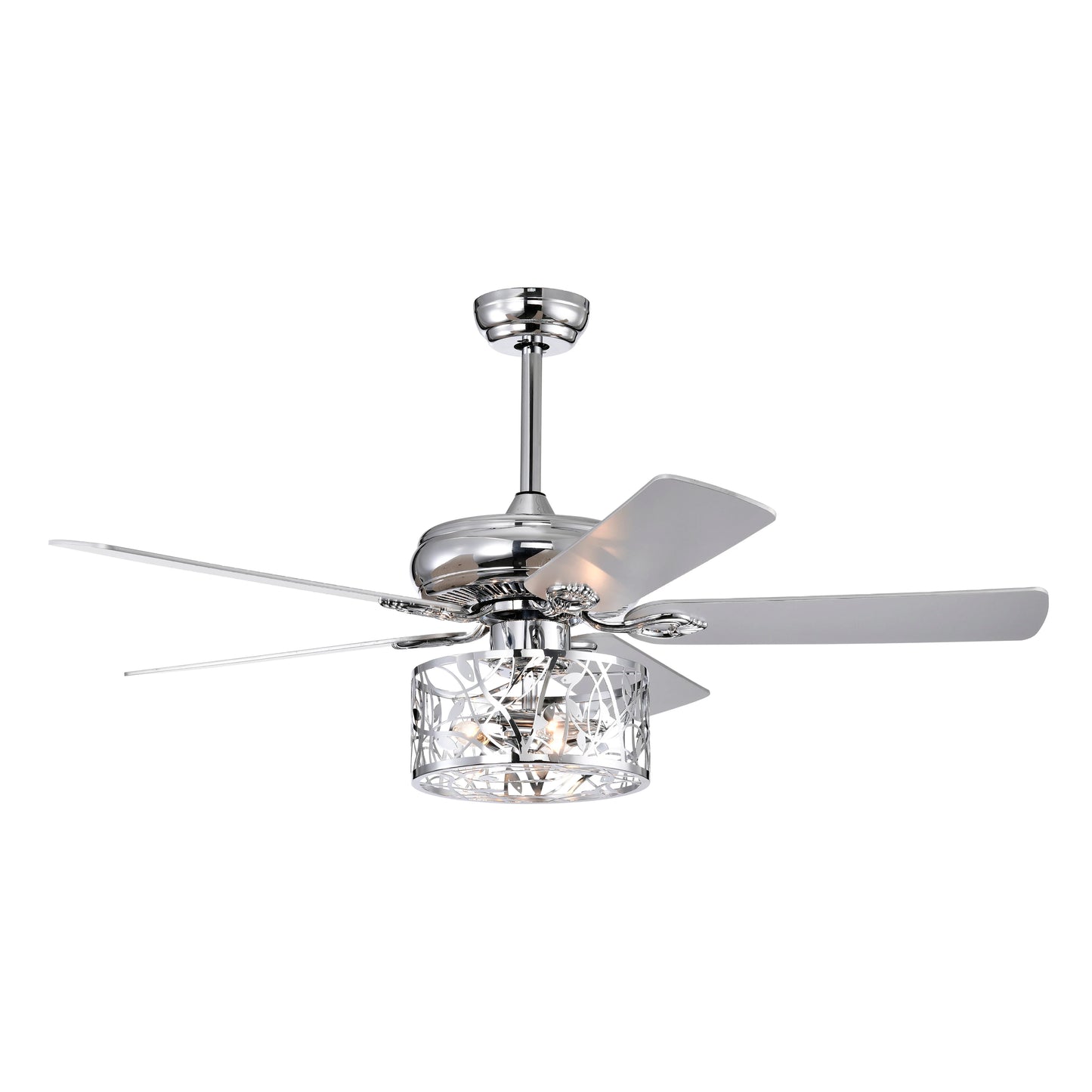 Farmhouse Industrial 52-inch Ceiling Fan (Optional Remote&2 Color Option Blades) or Bedroom, Living Room, Dining Room--Chrome