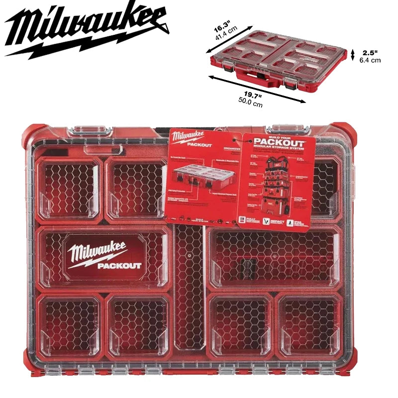 Milwaukee 48-22-8431 PACKOUT Tool Case Low-Profile 50*41.4*6.4cm Portable Translucent Containment Storage Box