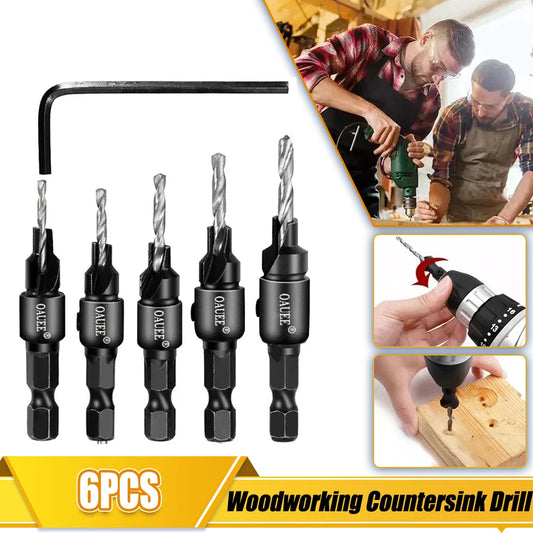 6Pcs Countersink Drill Bit Carpentry Drill Set Drilling Pilot Holes For Screw Drill Bit Set Guide Drilling Woodworking Tools Set