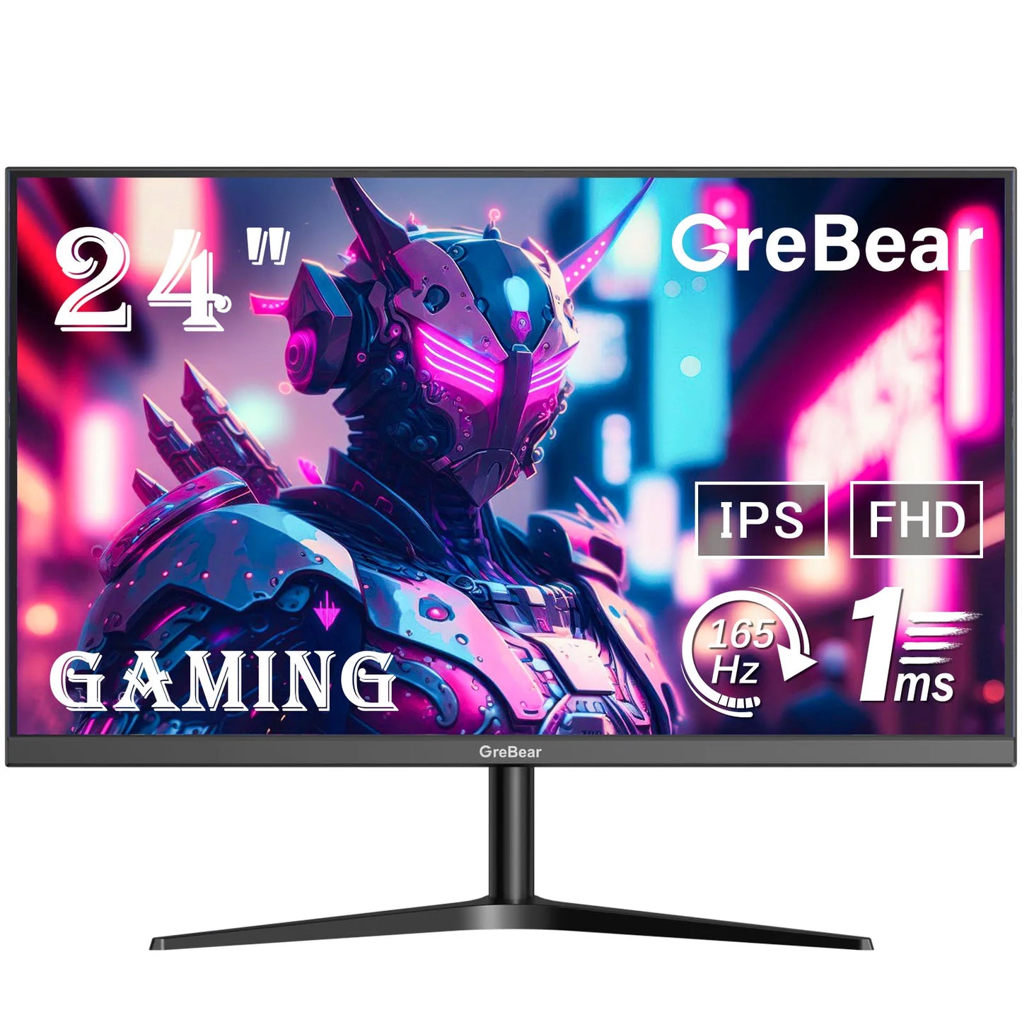 GreBear 165/144Hz Gaming Monitor 24 Inch - FHD 1080P IPS Screen 1ms (GTG) Home Office Computer Display, FreeSync Technology, 100