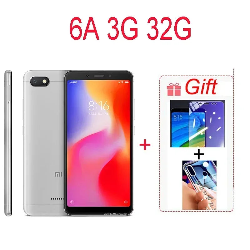 Original Xiaomi Redmi 6A 3GB 32GB Smartphone Wholesale Xiaomi Mobile Phones Unlocked Android Google Play Global Frimware