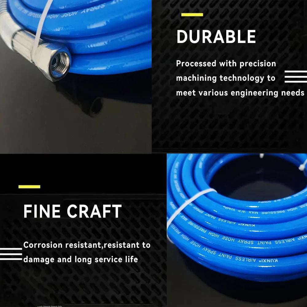 Premium 1/4 Airless Paint Spray Hose - High Pressure Flexible Fiber Nylon Tube