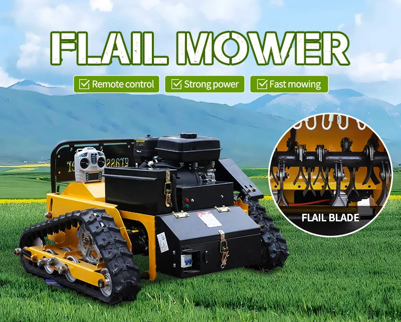 Customized TZ550S Factory price smart 24V 225cc remote lawn mower Flail Mower for sale