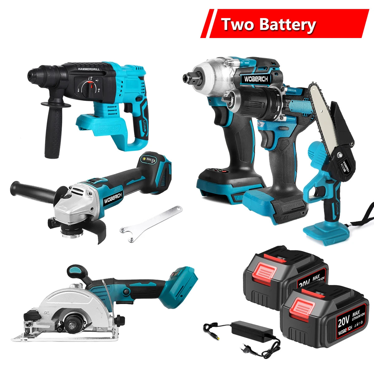 Combo Kits Power Tools Sets Brushless Electric Cordless Impact Drill Angle Grinder Electric circular saw With 2x Battery