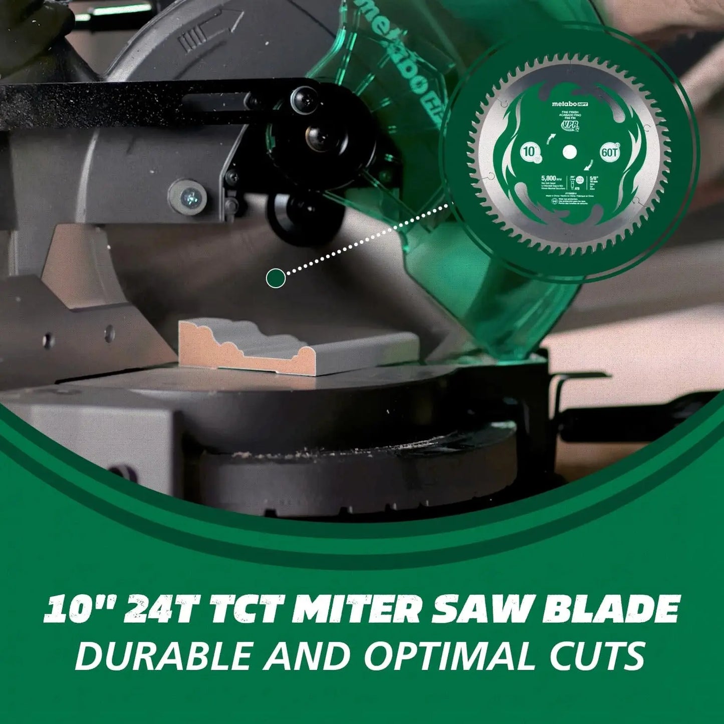 Metabo HPT Compound Miter Saw, 10" Miter Saw with Large Table Saw for woodworking, Power saw with 15-Amp Motor, Accurate Miter A